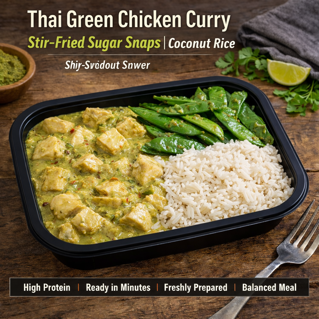 Thai Green Chicken Curry Stir-Fried Sugar Snaps Coconut Rice
